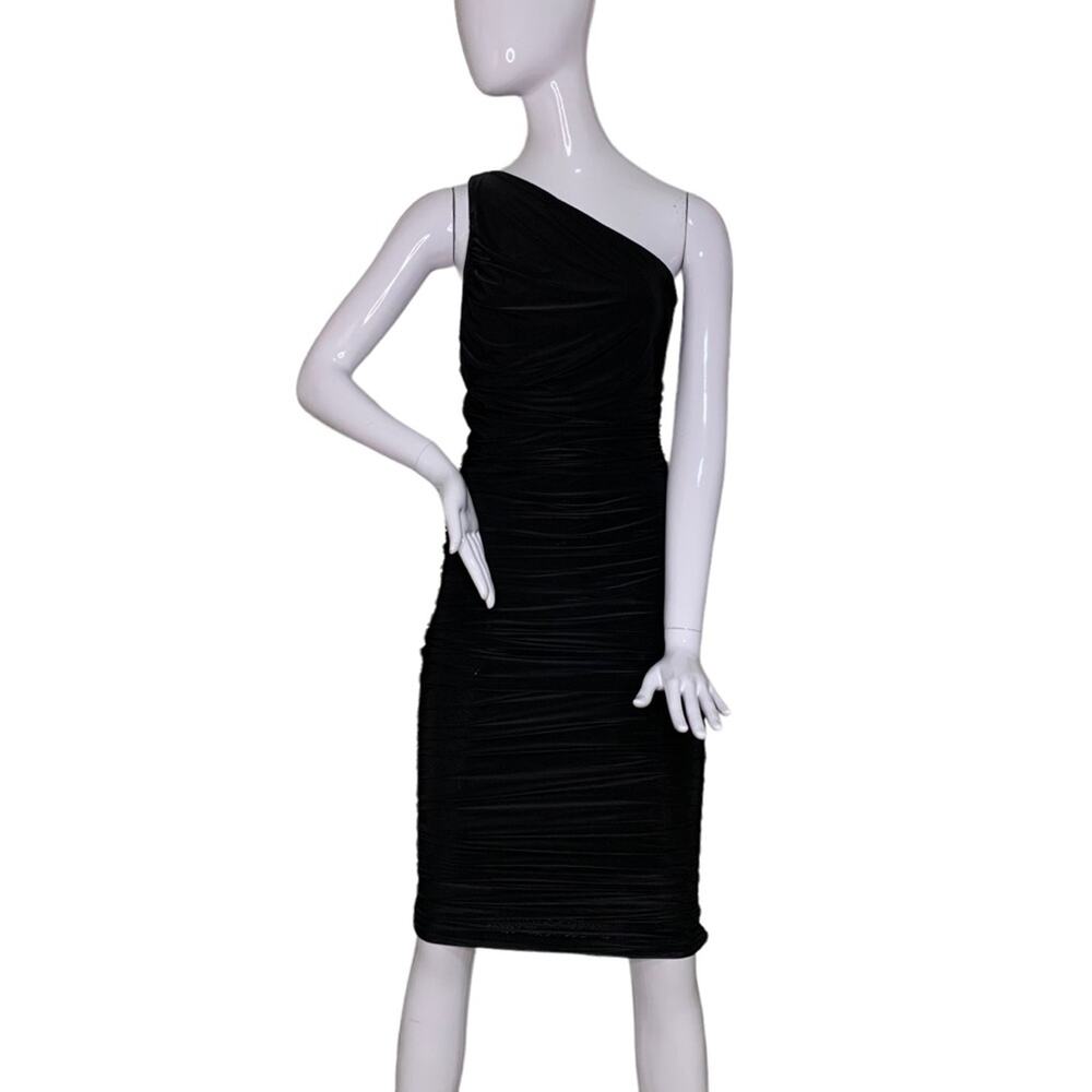 Fashion Nova NWT My Man and Me Ruched Mini Dress One Shoulders Black Size M